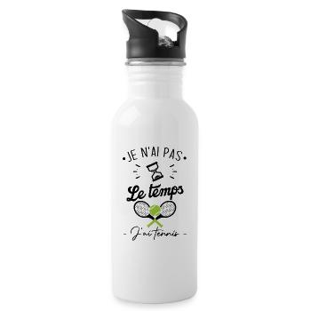 Je n'ai pas le temps j'ai tennis - Gourde avec paille intégrée - blanc - Droite