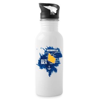 Bornholm Baltic Sea - Trinkflasche mit integriertem Trinkhalm - Weiß - Rechts