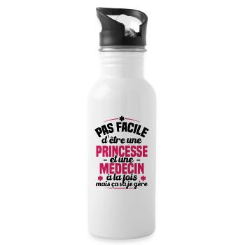 Princess and Doctor / Humor gift doctor - Water bottle with straw - white - Right