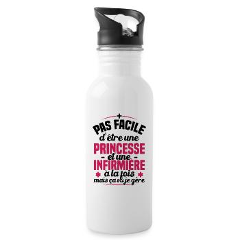 Princess and Nurse / Nurse Gift Humor - Water bottle with straw - white - Right