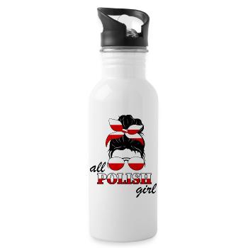 Polish Girl Girls Ladies Poland Woman - Water bottle with straw - white - Right