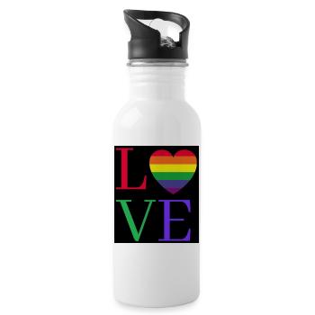Rainbow Love Heart Pride Sticker - Trinkflasche mit integriertem Trinkhalm - Weiß - Rechts