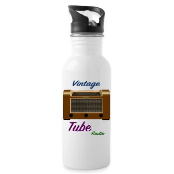 Vintage Tube Radio - Water bottle with straw - white - Right