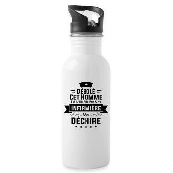 Cet Homme Est Déjà Pris Par Une Infirmière - Gourde avec paille intégrée - blanc - Droite
