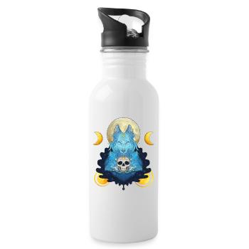 Blue Ink Spirits - Louve Sorcière Lunaire et crâne - Gourde avec paille intégrée - blanc - Droite
