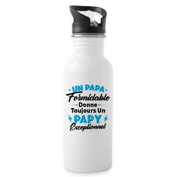 Cadeau pour grand-père - Un papy exceptionnel - Gourde avec paille intégrée - blanc - Droite