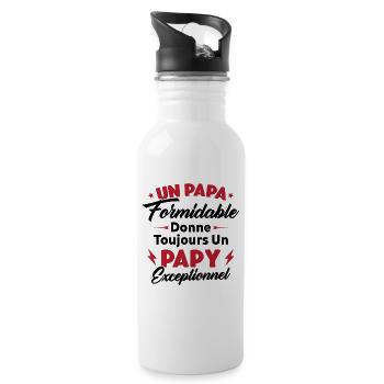 Cadeau pour grand-père - Un papy exceptionnel - Gourde avec paille intégrée - blanc - Droite