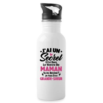 J'ai un secret je vais être grande sœur cadeau - Gourde avec paille intégrée - blanc - Droite