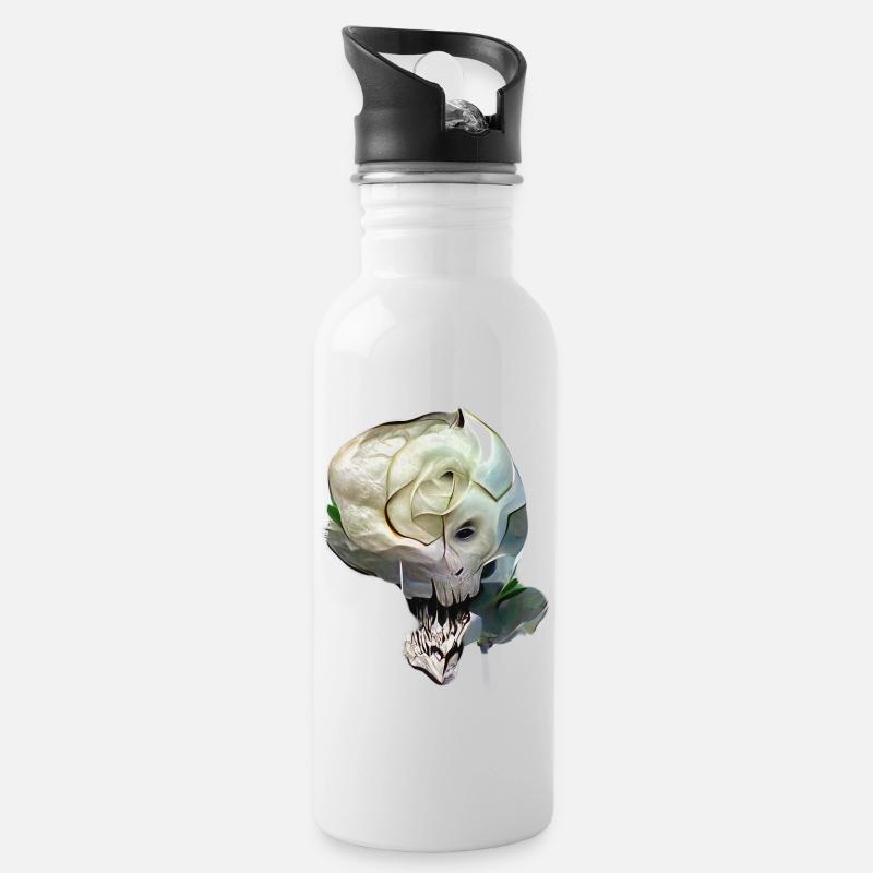 Crâne Rose - Gourde avec paille intégrée - blanc