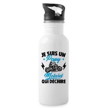 Je Suis Un Papy Motard Qui Déchire - Gourde avec paille intégrée - blanc - Droite