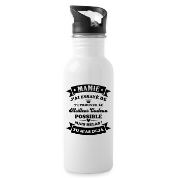 Mamie j'ai essayé de te trouver le meilleur cadeau - Gourde avec paille intégrée - blanc - Droite