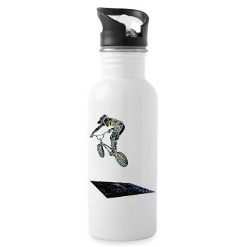 BMX Rennsport - Trinkflasche mit integriertem Trinkhalm - Weiß - Rechts