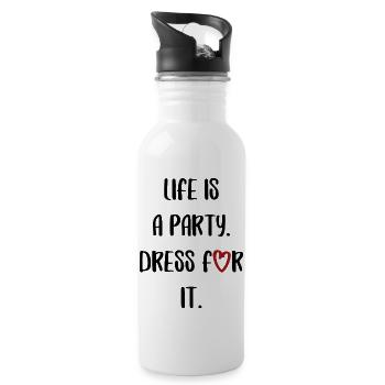 life is a party feiern Spaß lustiger Spruch - Trinkflasche mit integriertem Trinkhalm - Weiß - Rechts