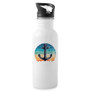 Papitän und Anker - für den besten Papa der Welt - Trinkflasche mit integriertem Trinkhalm - Weiß - Rechts