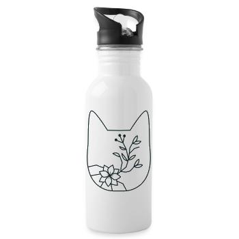 FLEUR florale tête de chat - Gourde avec paille intégrée - blanc - Droite