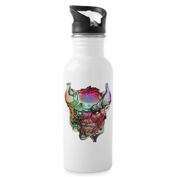 Cyborg Demon - Water bottle with straw - white - Right