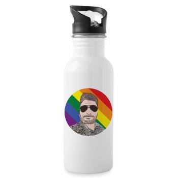 Gay Man - Trinkflasche mit integriertem Trinkhalm - Weiß - Rechts