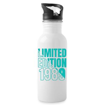 1989 Limited Edition Geburtstagsdesign - Trinkflasche mit integriertem Trinkhalm - Weiß - Rechts