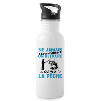 Ne Jamais Sous Estimer Un Retraité Pêcheur - Gourde avec paille intégrée - blanc - Droite