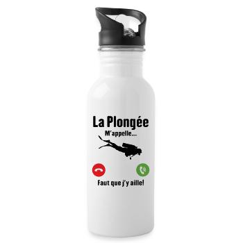 La plongée m'appelle cadeau humour plongeur - Gourde avec paille intégrée - blanc - Droite