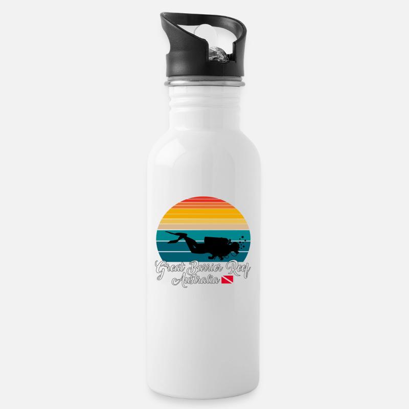 Great Barrier Reef Australia Diving - Trinkflasche mit integriertem Trinkhalm - Weiß