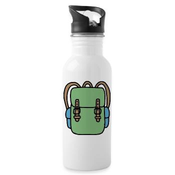 Backpack in green - Water bottle with straw - white - Right