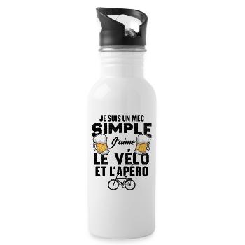 Je Suis Un Mec Simple J'aime Le Vélo Et L'apéro - Gourde avec paille intégrée - blanc - Droite