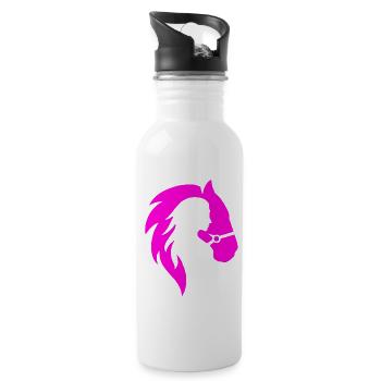 Pferd & Frau Yoga SPORT Geburtstag T-Shirt - Trinkflasche mit integriertem Trinkhalm - Weiß - Rechts