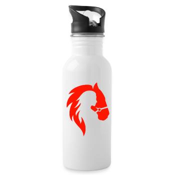 Tshirt Red Horse and Woman Natural Nature 2022 - Water bottle with straw - white - Right