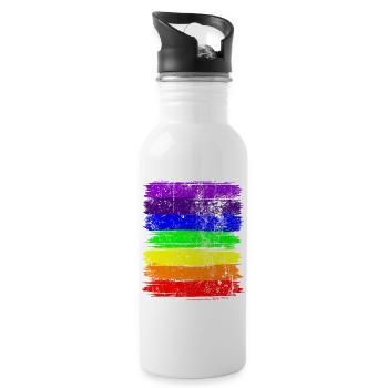Lebendige Pride-Pinselstreifen - Trinkflasche mit integriertem Trinkhalm - Weiß - Rechts