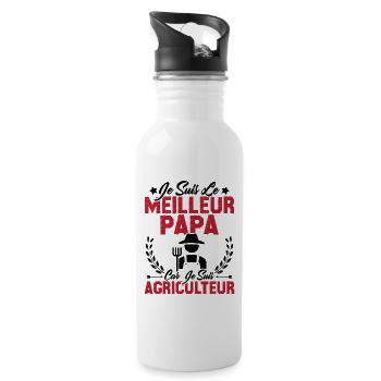 Je suis le meilleur papa car je suis Agriculteur - Gourde avec paille intégrée - blanc - Droite