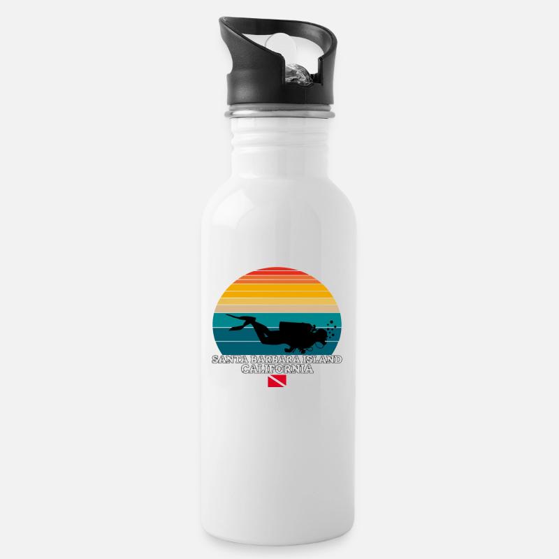 Santa Barbara Island US Island Diving - Trinkflasche mit integriertem Trinkhalm - Weiß
