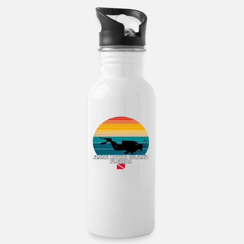 Anna Maria Island US Island Diving - Trinkflasche mit integriertem Trinkhalm - Weiß