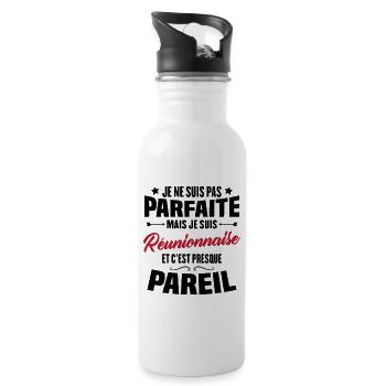 Je ne suis pas parfaite mais je suis Réunionnaise - Gourde avec paille intégrée - blanc - Droite
