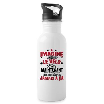 Imagine la vie sans vélo, Cadeau humour vélo - Gourde avec paille intégrée - blanc - Droite