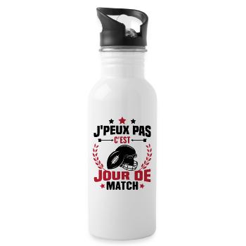 J'peux pas c'est jour de match rugby - Gourde avec paille intégrée - blanc - Droite
