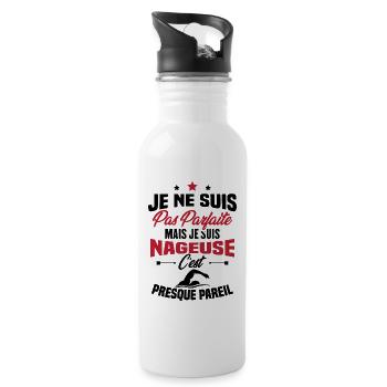 Je ne suis pas parfaite mais je suis nageuse - Gourde avec paille intégrée - blanc - Droite