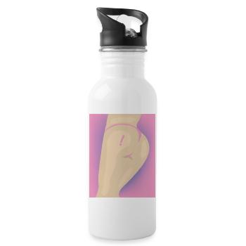 Pink buttocks - Water bottle with straw - white - Right