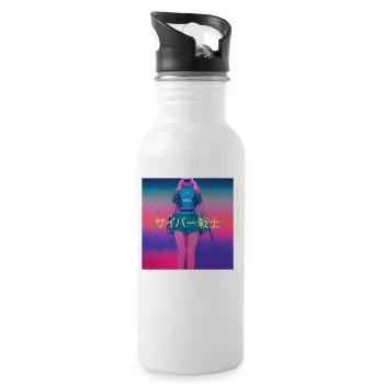 Cyber Warrior Cyberkrieger - Water bottle with straw - white - Right