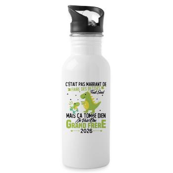 Je vais être grand frère 2026 / Cadeau grand frère - Gourde avec paille intégrée - blanc - Droite