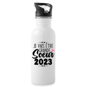 Je Vais Être Grande Sœur 2023, Annonce Grossesse - Gourde avec paille intégrée - blanc - Droite