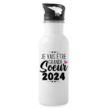 Je Vais Être Grande Sœur 2024, Annonce Grossesse - Gourde avec paille intégrée - blanc - Droite