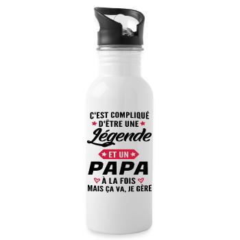 légende et papa / humour papa - Gourde avec paille intégrée - blanc - Droite