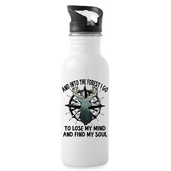 Wandern Campen Camping Outdoor Wandertour Wanderer - Trinkflasche mit integriertem Trinkhalm - Weiß - Rechts