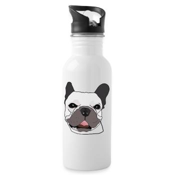 Français Bulldog avec lunettes de soleil Chien - Gourde avec paille intégrée - blanc - Droite
