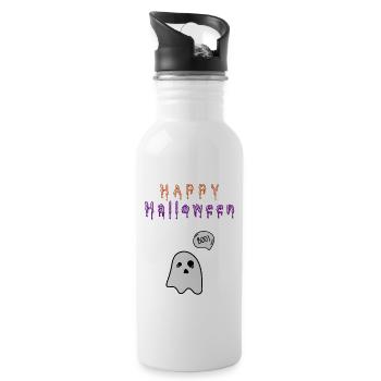 Happy Halloween Ghost - Water bottle with straw - white - Right