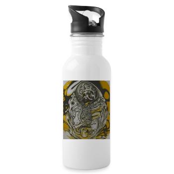 Psychodellic Square - Trinkflasche mit integriertem Trinkhalm - Weiß - Rechts