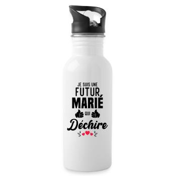 Cadeau Je suis un futur marié qui déchire - Gourde avec paille intégrée - blanc - Droite