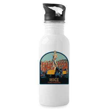 Illustration Place Massena in Nice Côte d'Azur - Water bottle with straw - white - Right