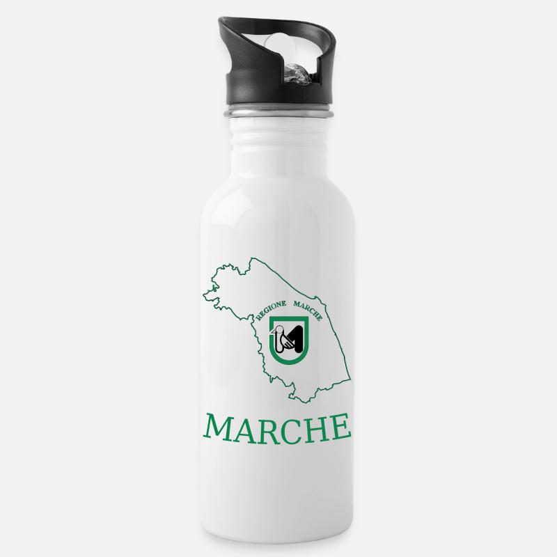 Marken - Trinkflasche mit integriertem Trinkhalm - Weiß